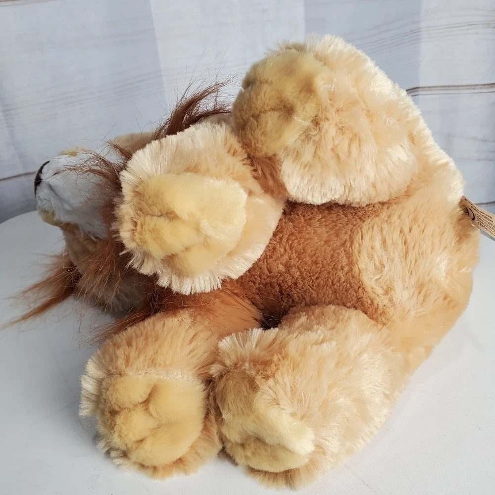 Aurora World Destination Nation Golden Brown Furry Lion Stuffed Animal 12 Inch